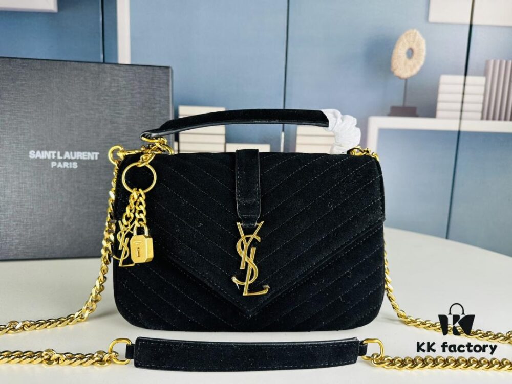 New Arrival with Box ||| Suede YSL Saint Laurent V-Logo Crossbody Bag