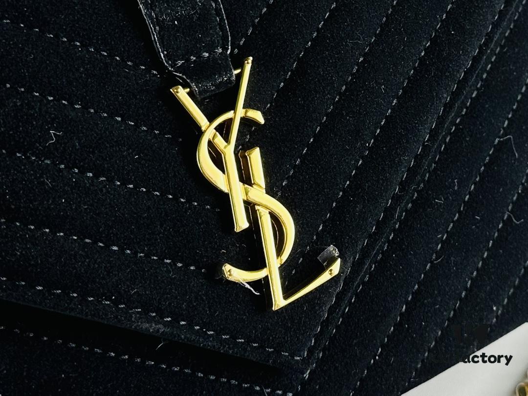 New Arrival with Box ||| Suede YSL Saint Laurent V-Logo Crossbody Bag