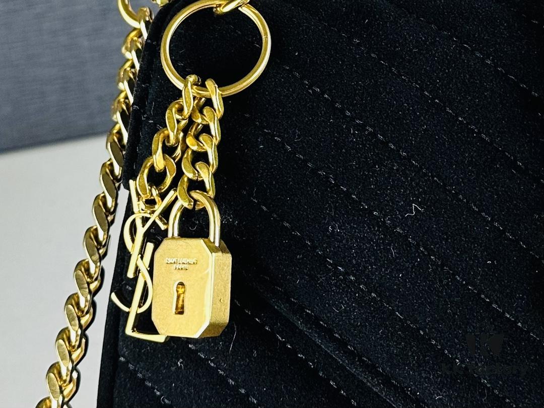 New Arrival with Box ||| Suede YSL Saint Laurent V-Logo Crossbody Bag