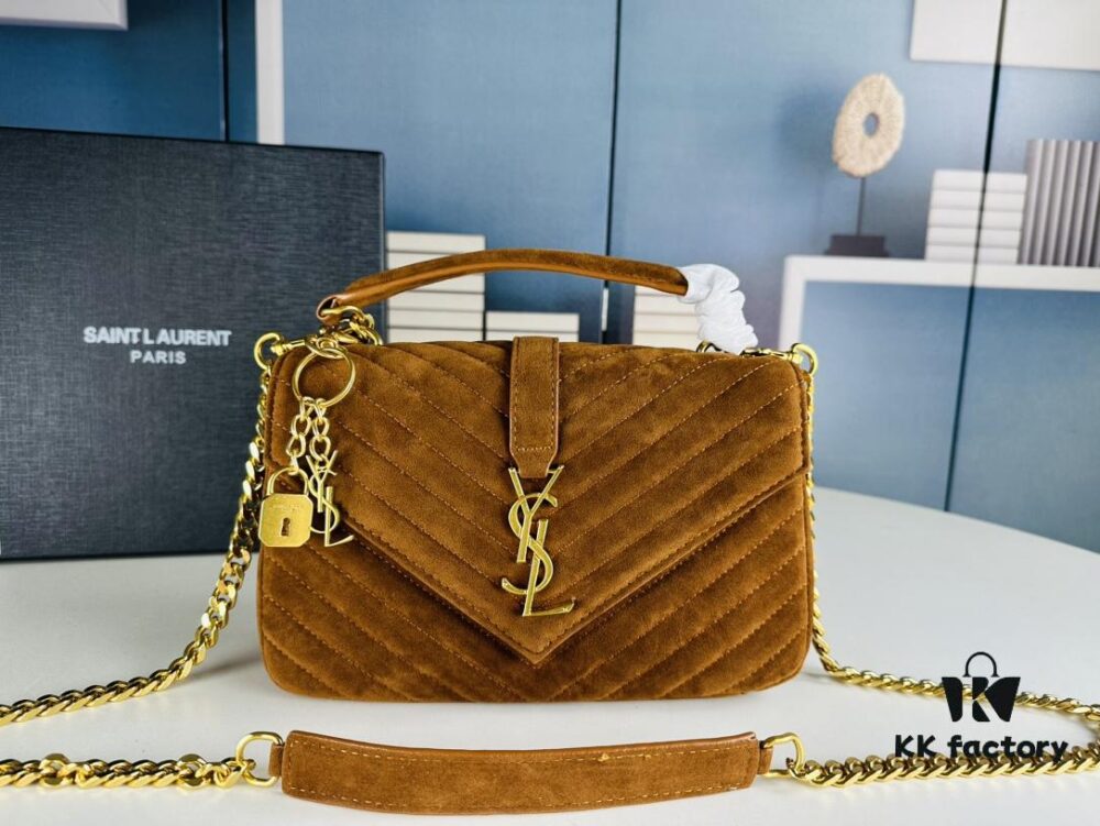 New Arrival with Box ||| Suede YSL Saint Laurent V-Logo Crossbody Bag