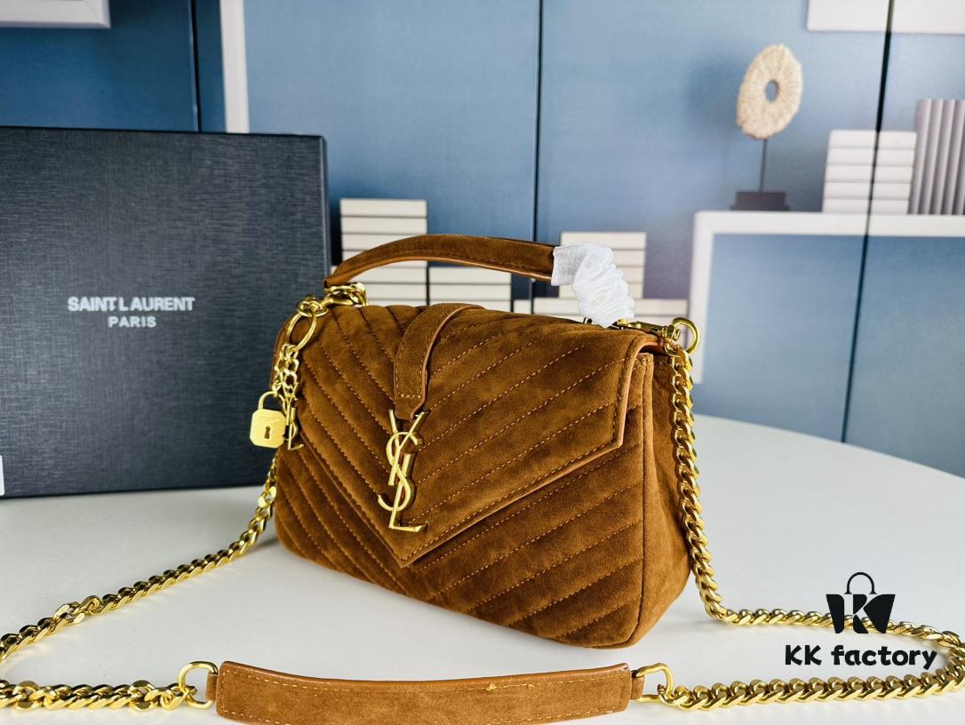 New Arrival with Box ||| Suede YSL Saint Laurent V-Logo Crossbody Bag