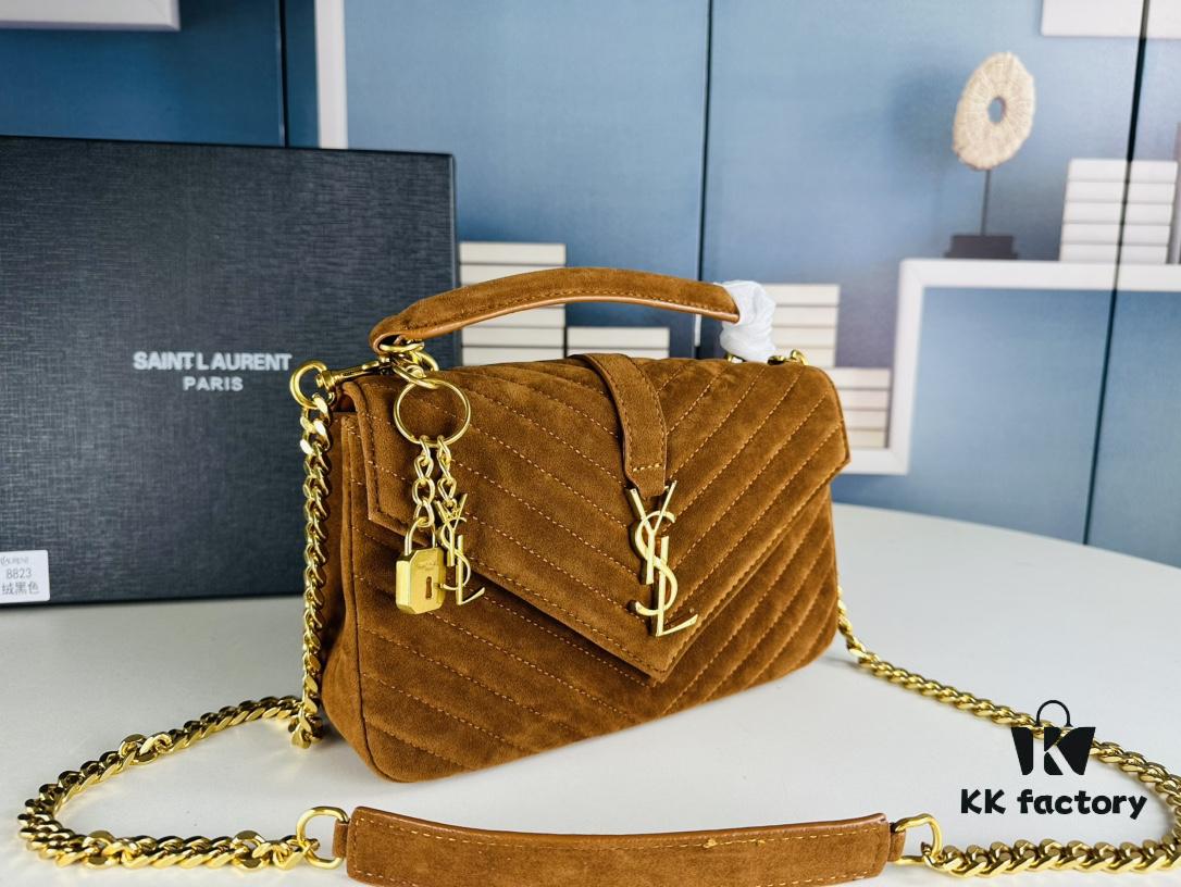 New Arrival with Box ||| Suede YSL Saint Laurent V-Logo Crossbody Bag