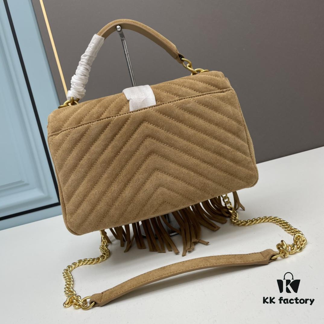 YSL Monogram College Saffiano Leather Fringe Crossbody Bag