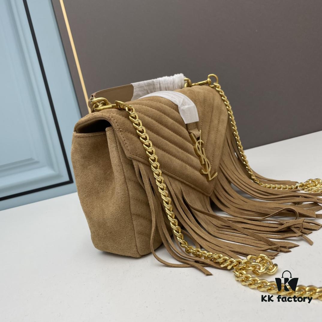 YSL Monogram College Saffiano Leather Fringe Crossbody Bag