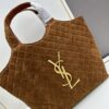 New YSL Saint Laurent Suede Icare Quilted Tote Bag in Black and Caramel