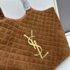 New YSL Saint Laurent Suede Icare Quilted Tote Bag in Black and Caramel