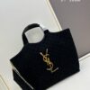 New YSL Icare Suede Quilted Tote Bag in Black and Caramel