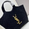 New YSL Icare Suede Quilted Tote Bag in Black and Caramel