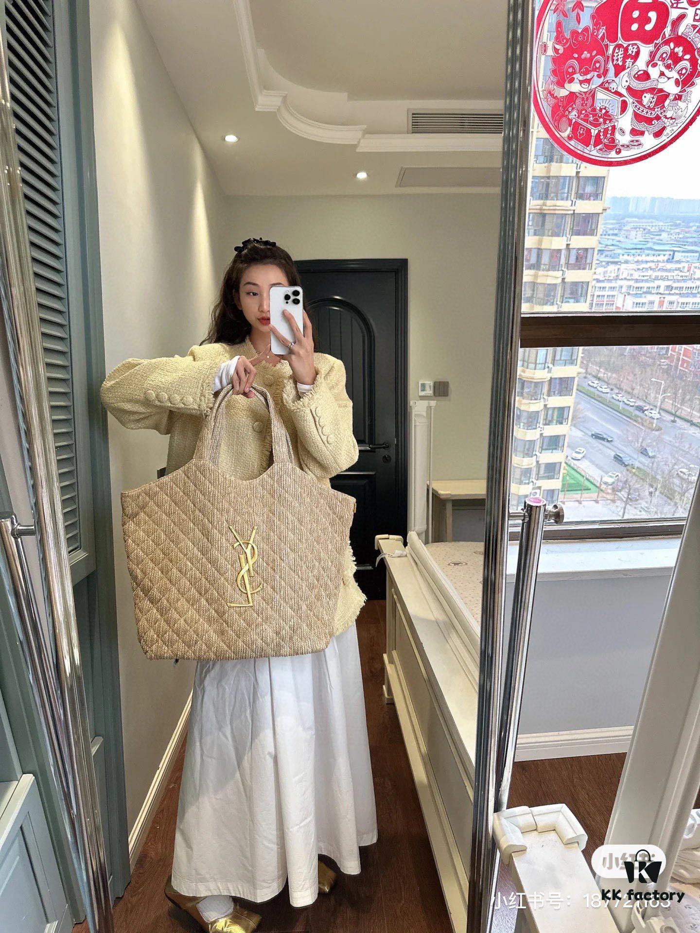 New YSL Oversized Logo Quilted Tote Bag