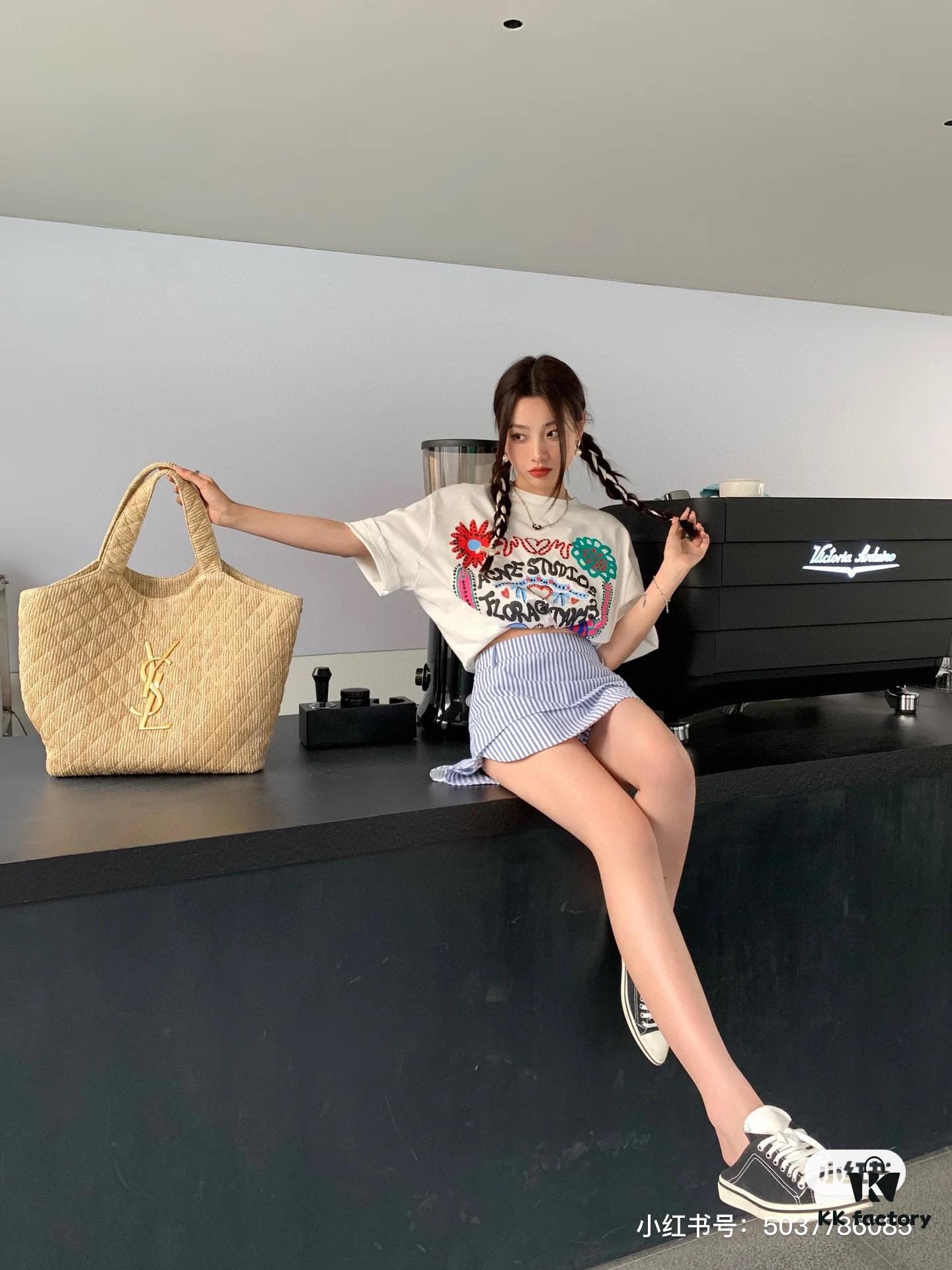 New YSL Oversized Logo Quilted Tote Bag