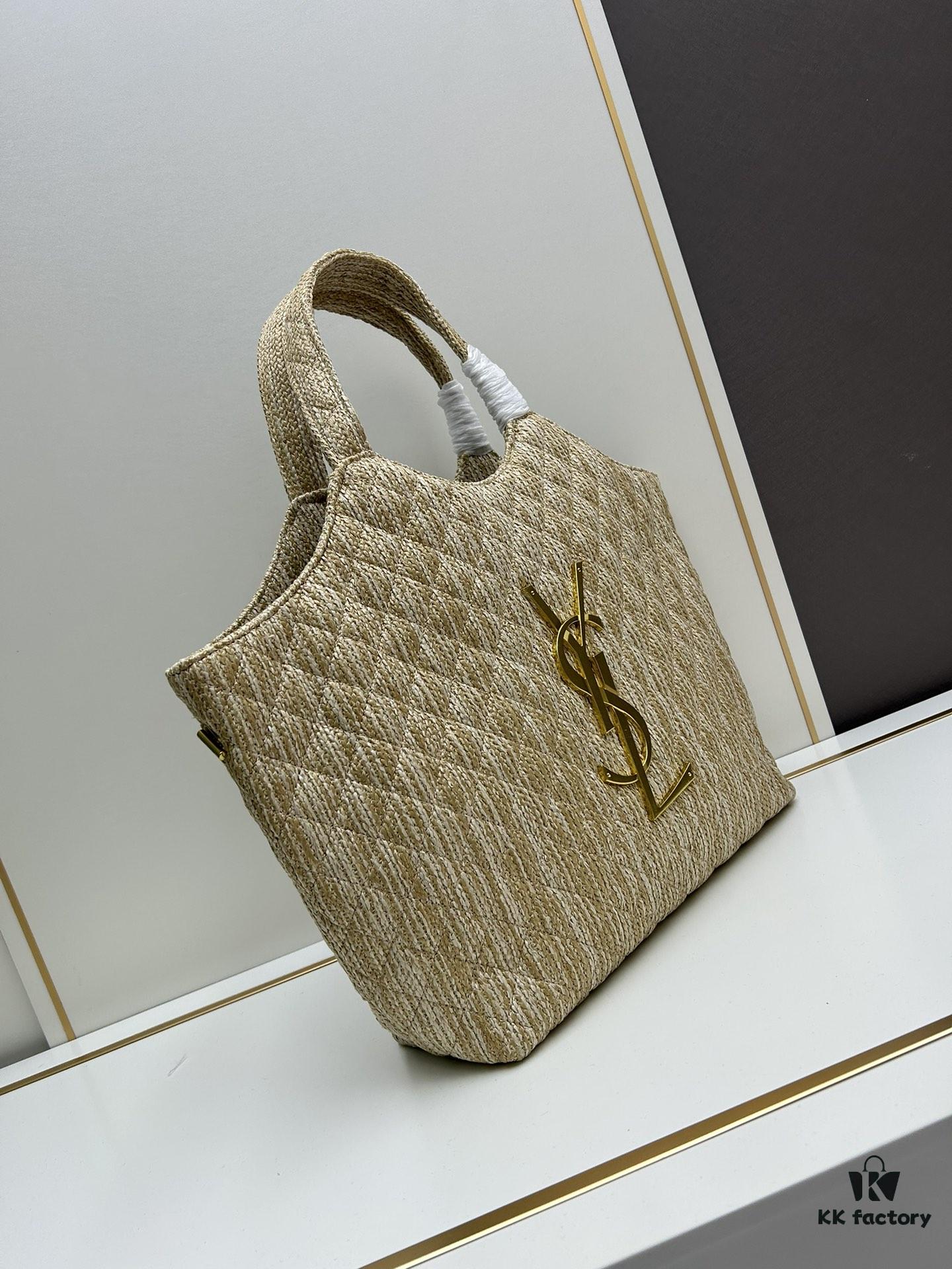 New YSL Oversized Logo Quilted Tote Bag