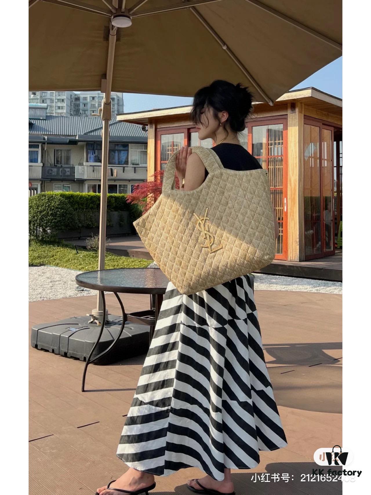 New YSL Oversized Logo Quilted Tote Bag