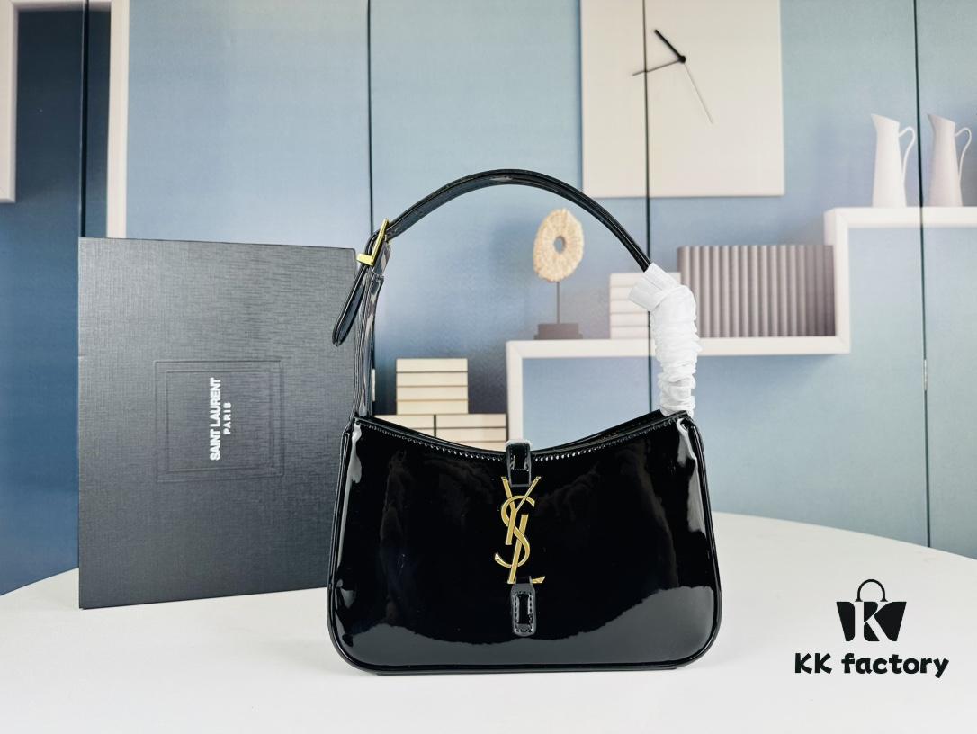 YSL Saint Laurent Hobo Shoulder Bag in Patent Leather with Box