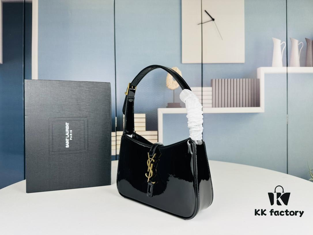 YSL Saint Laurent Hobo Shoulder Bag in Patent Leather with Box