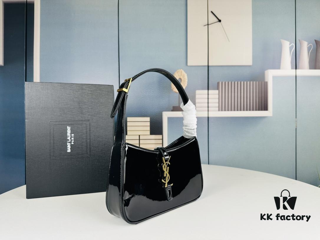 YSL Saint Laurent Hobo Shoulder Bag in Patent Leather with Box