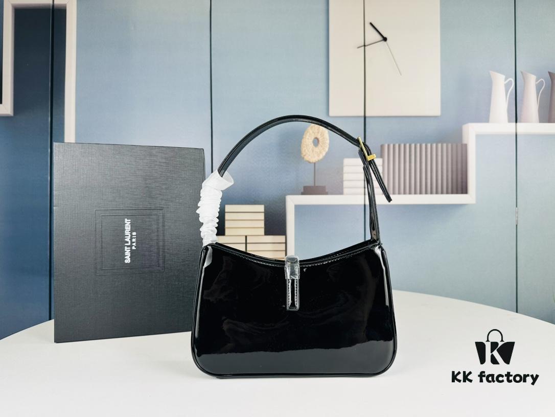 YSL Saint Laurent Hobo Shoulder Bag in Patent Leather with Box