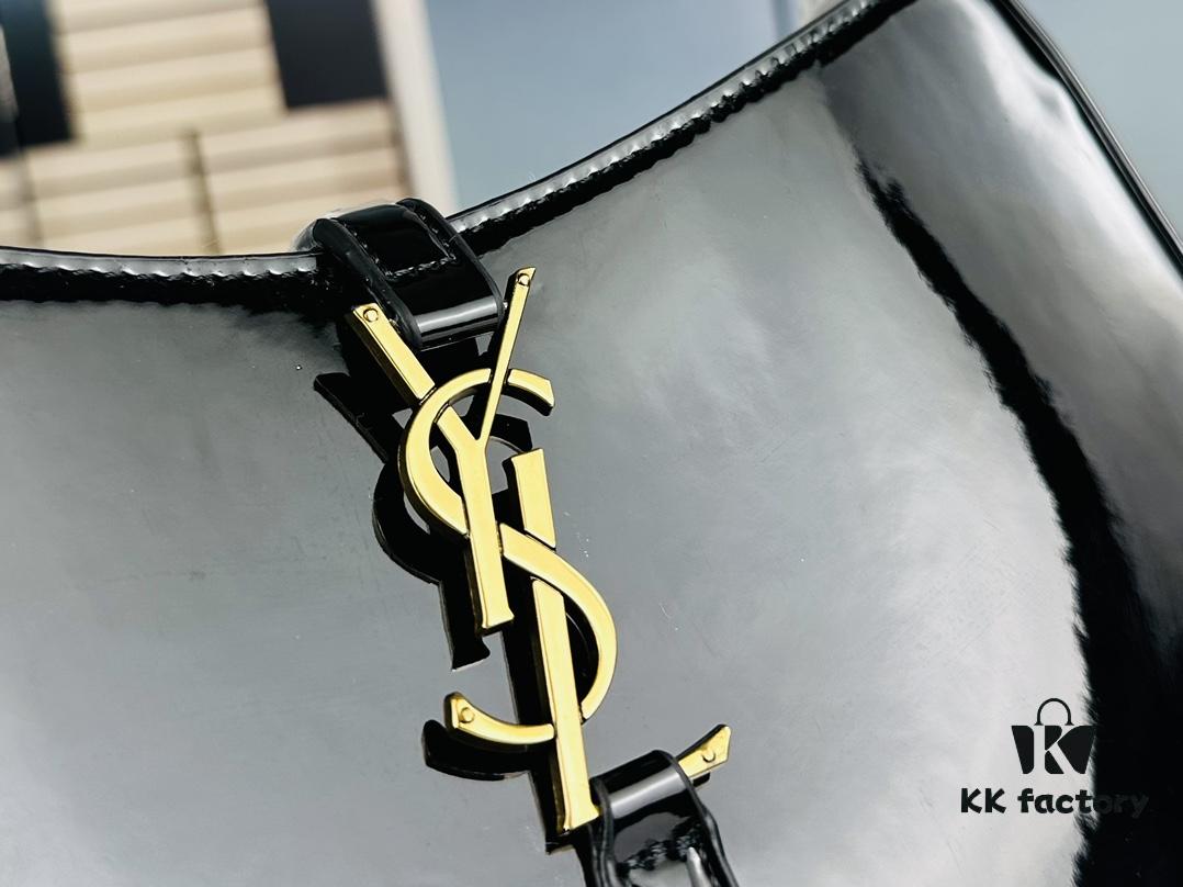 YSL Saint Laurent Hobo Shoulder Bag in Patent Leather with Box