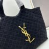 New YSL Icare Suede Quilted Tote Bag in Black and Caramel