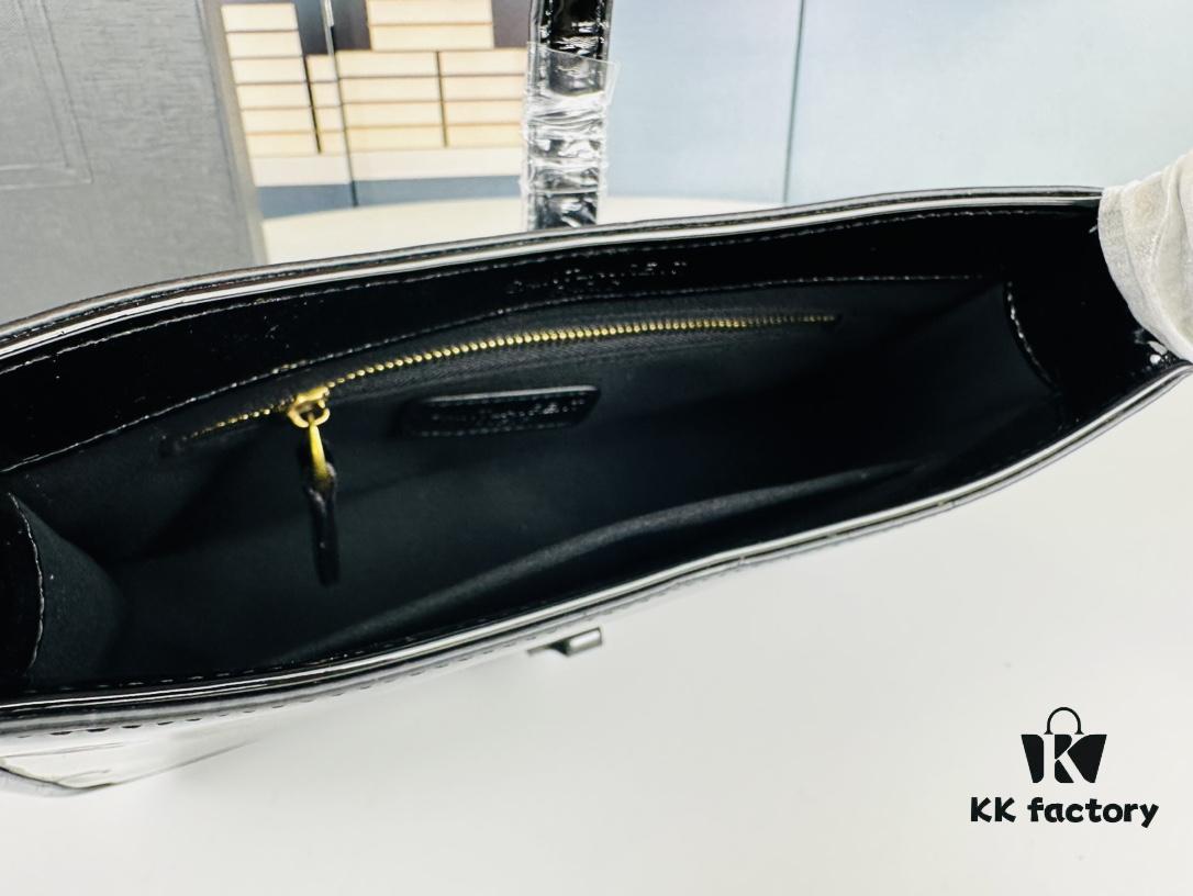 YSL Saint Laurent Hobo Shoulder Bag in Patent Leather with Box