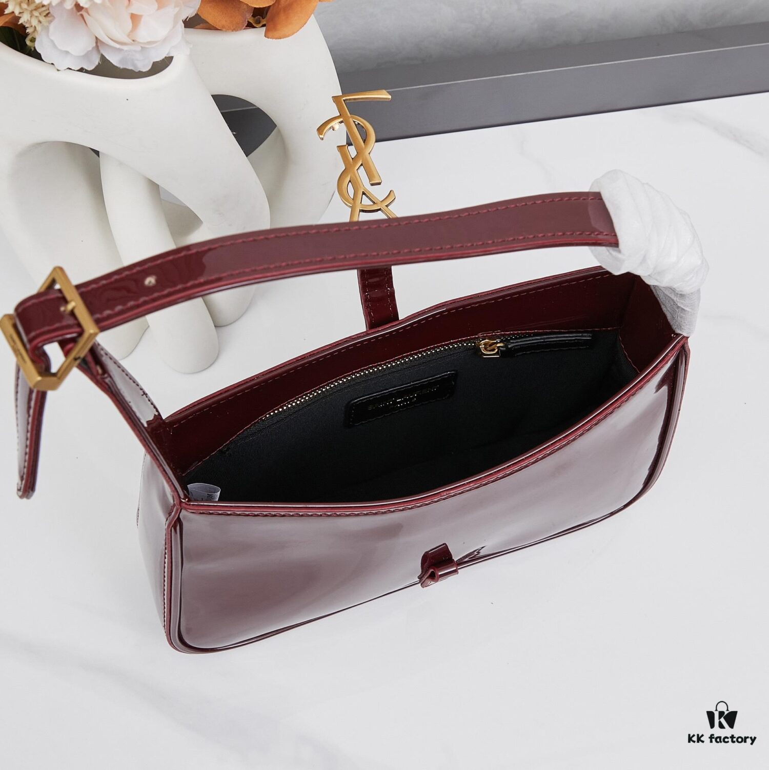 YSL Saint Laurent Hobo Bag in Patent Leather with Box