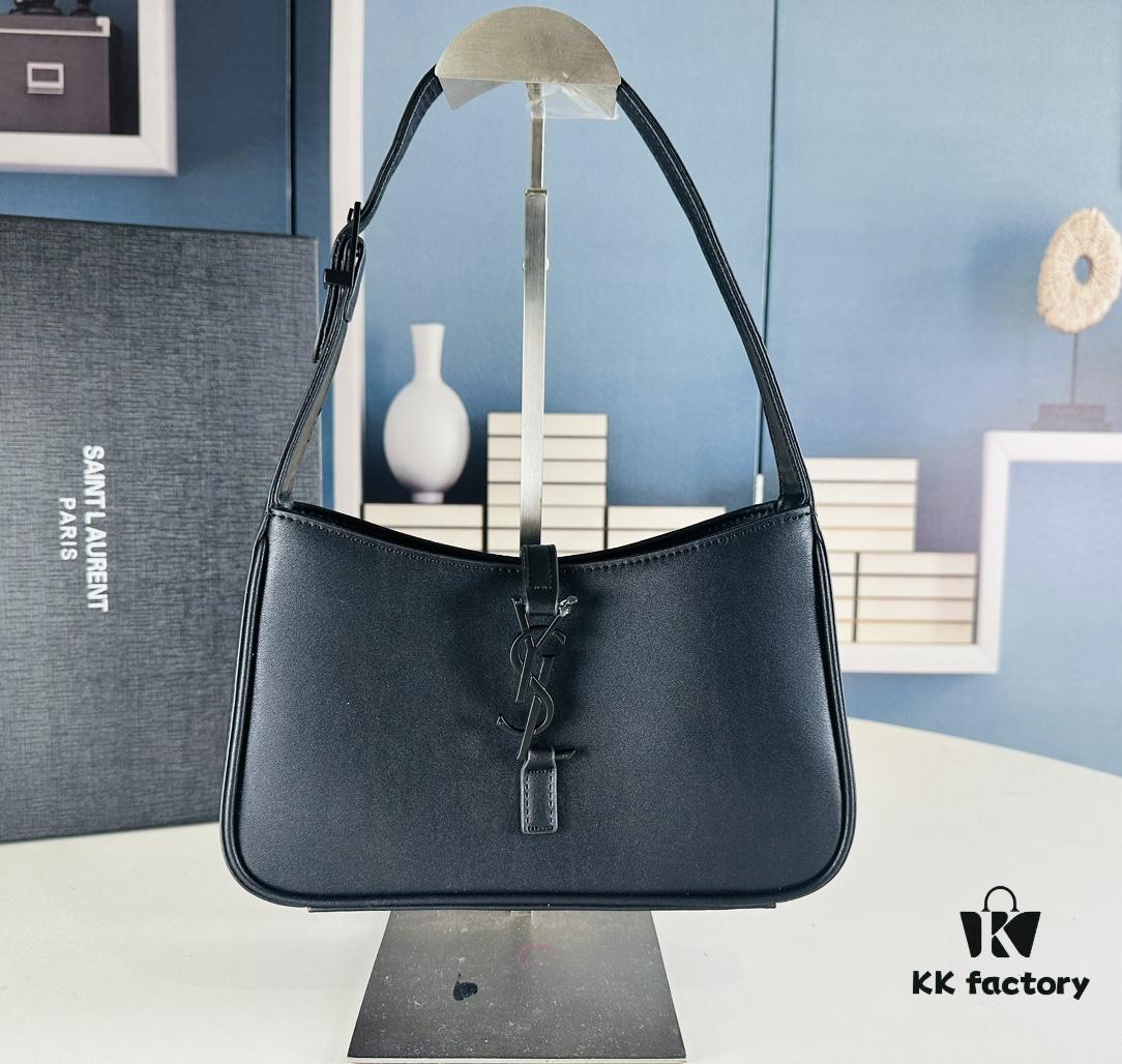 YSL Saint Laurent Hobo Bag in Black Quilted Leather with Box