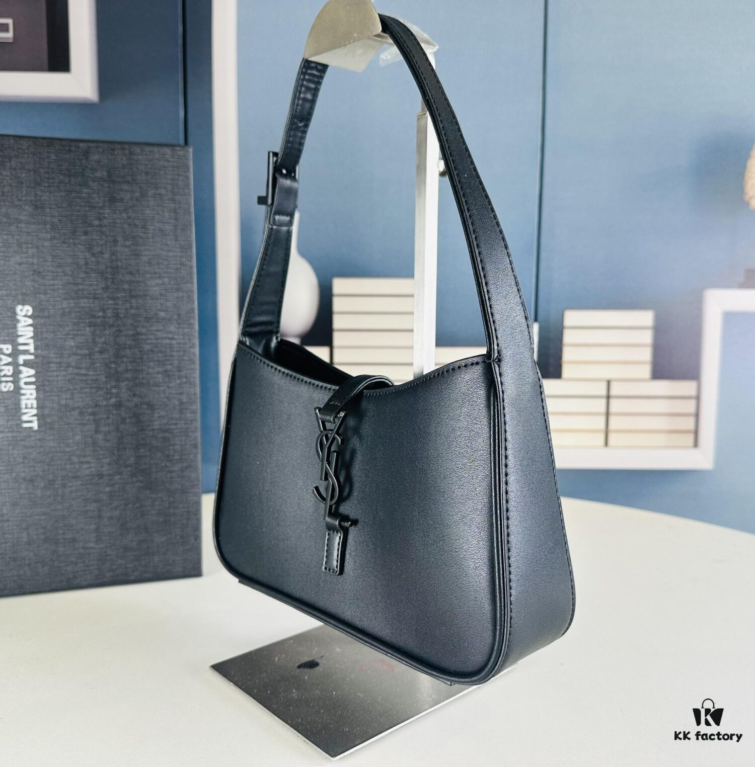 YSL Saint Laurent Hobo Bag in Black Quilted Leather with Box