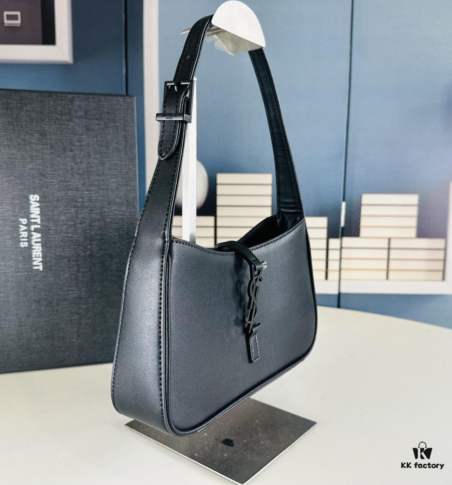 YSL Saint Laurent Hobo Bag in Black Quilted Leather with Box