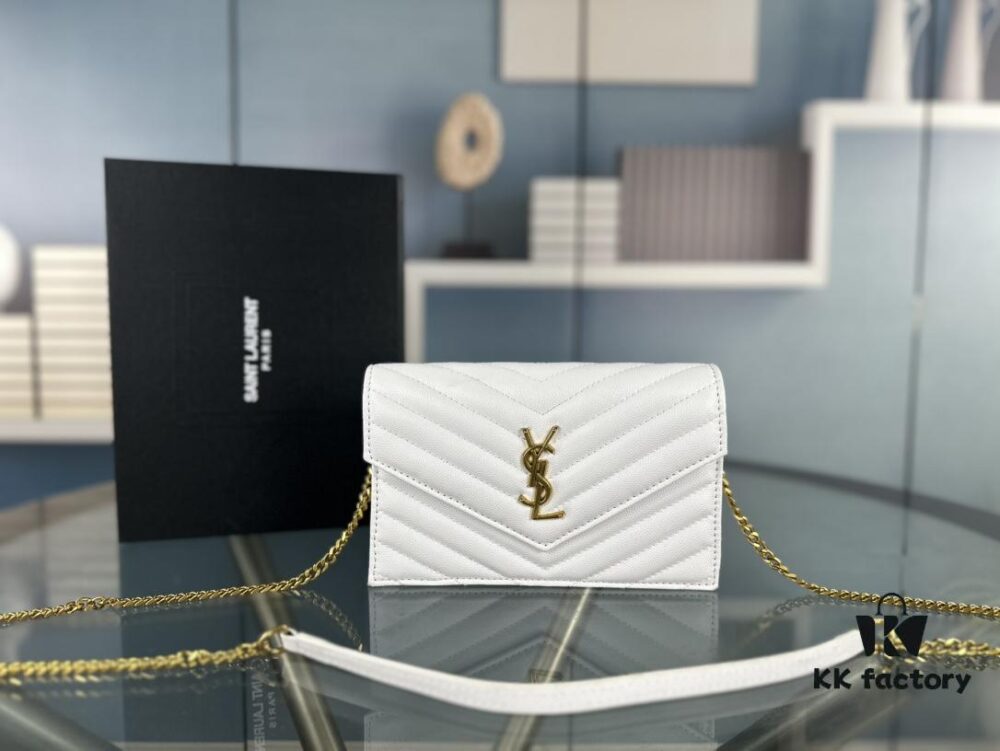 Box Set YSL Monogram Black and Gold Caviar Leather Chain Bag