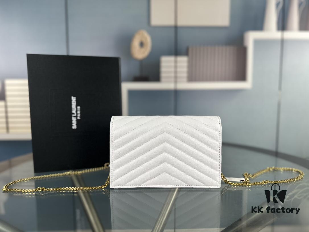 Box Set YSL Monogram Black and Gold Caviar Leather Chain Bag