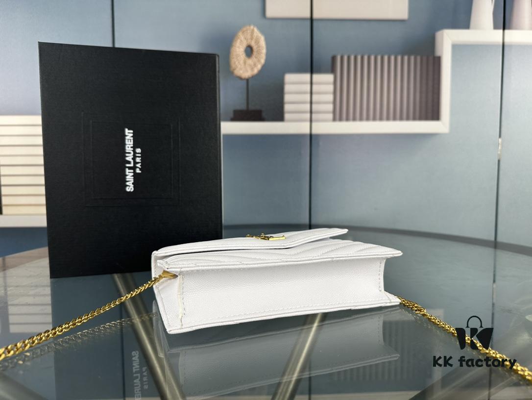 Box Set YSL Monogram Black and Gold Caviar Leather Chain Bag