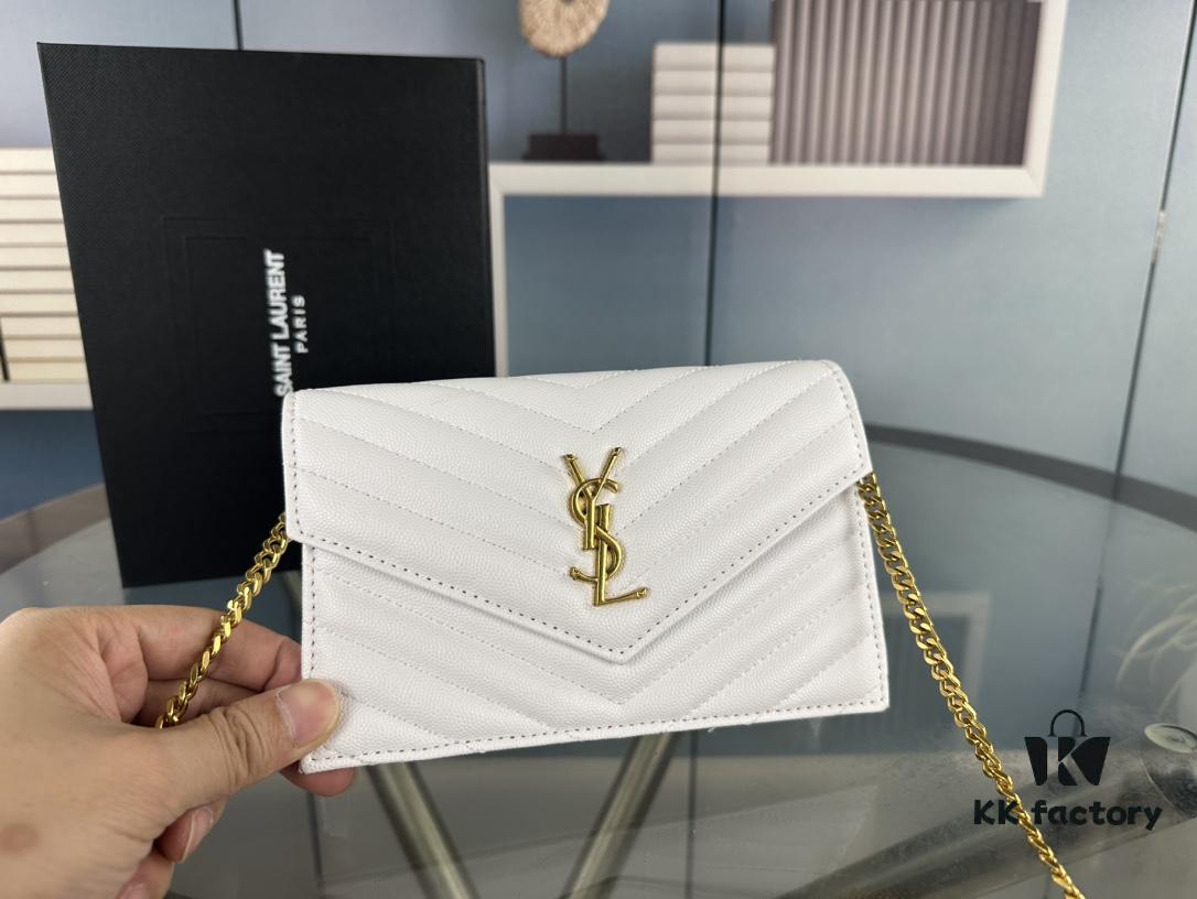 Box Set YSL Monogram Black and Gold Caviar Leather Chain Bag