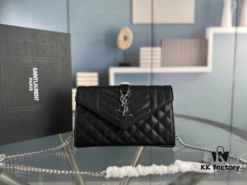 YSL Saint Laurent WOC Caviar Chain Envelope Bag