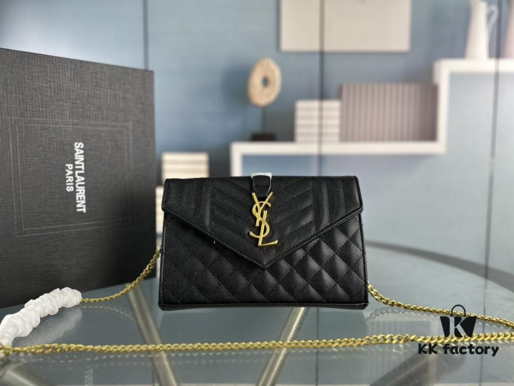 YSL Saint Laurent WOC Caviar Chain Envelope Bag