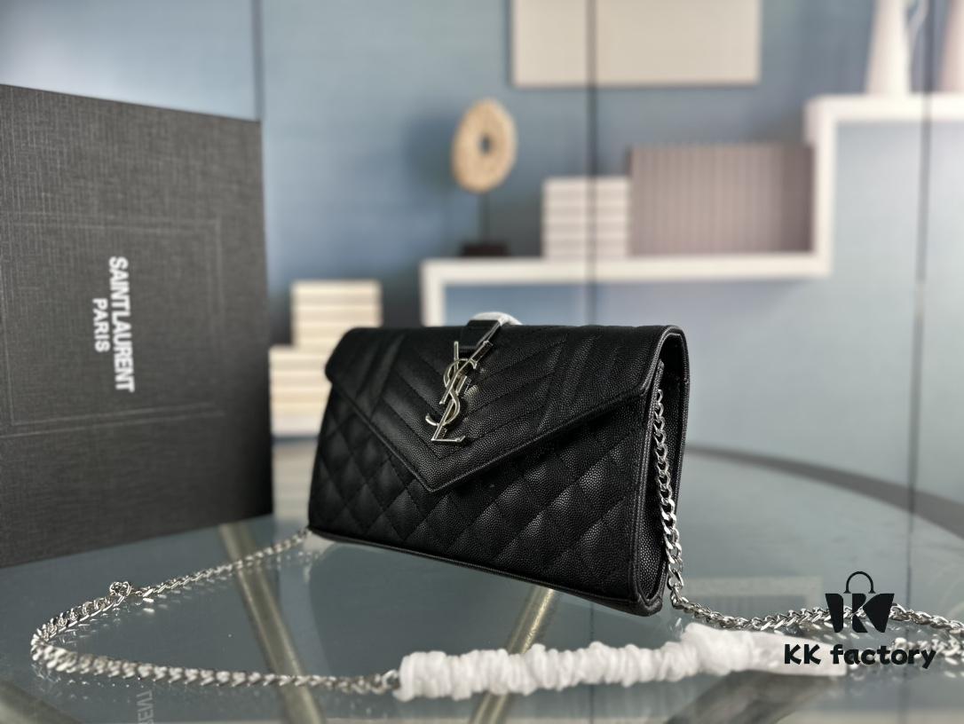 YSL Saint Laurent WOC Caviar Chain Envelope Bag