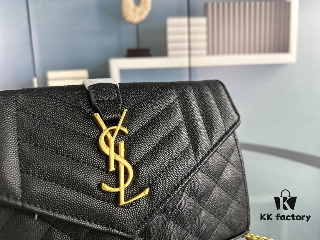 YSL Saint Laurent WOC Caviar Chain Envelope Bag