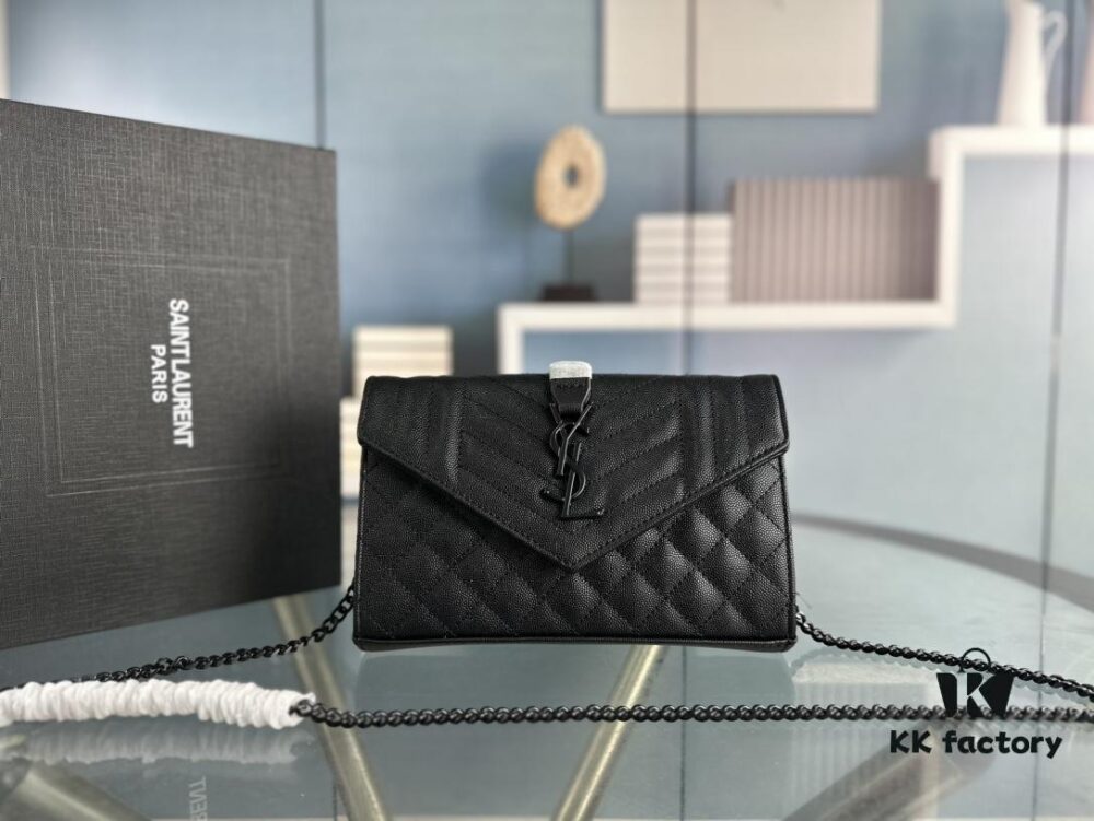 YSL Saint Laurent WOC Caviar Chain Envelope Bag