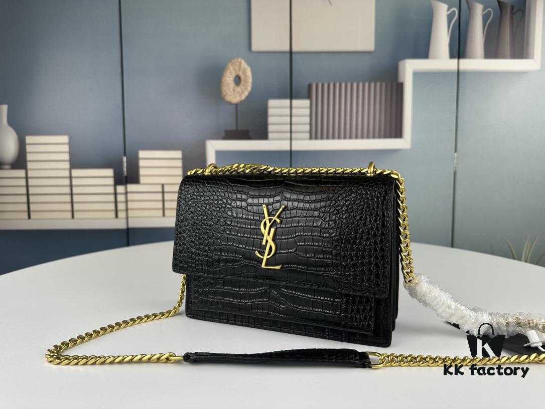 New YSL Sunset Bag with Box – Recommended Crocodile Embossed Design