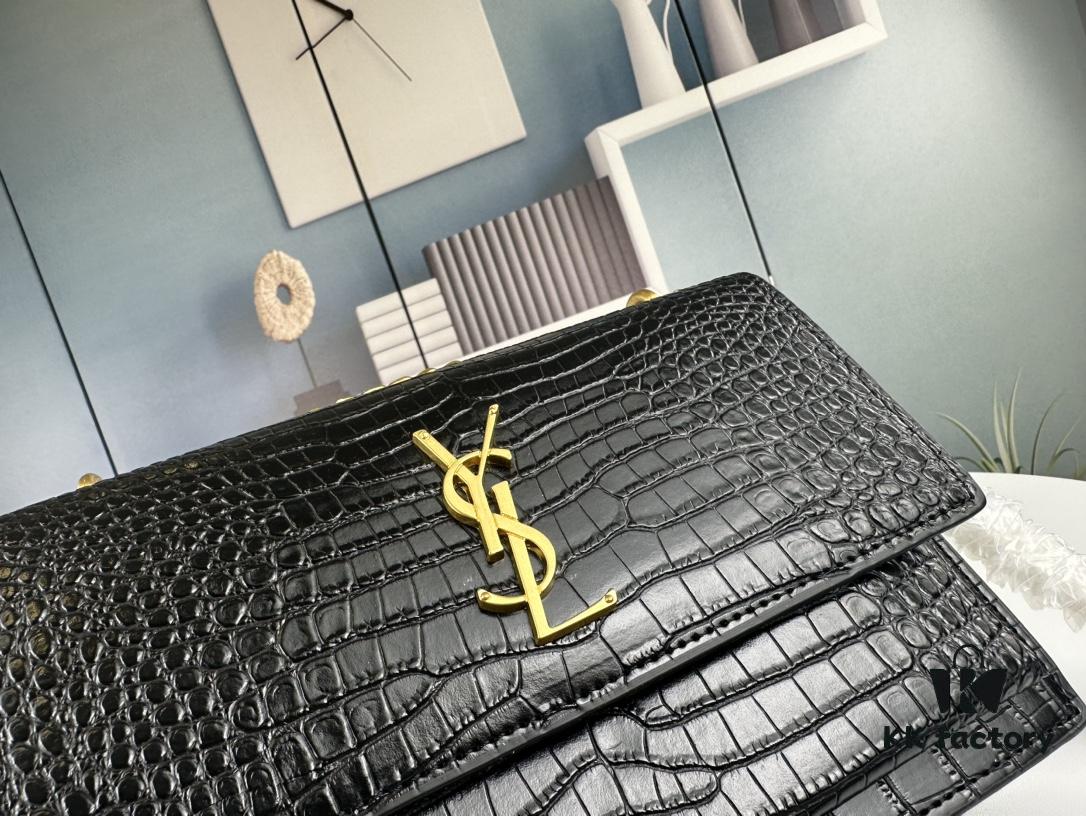 New YSL Sunset Bag with Box – Recommended Crocodile Embossed Design