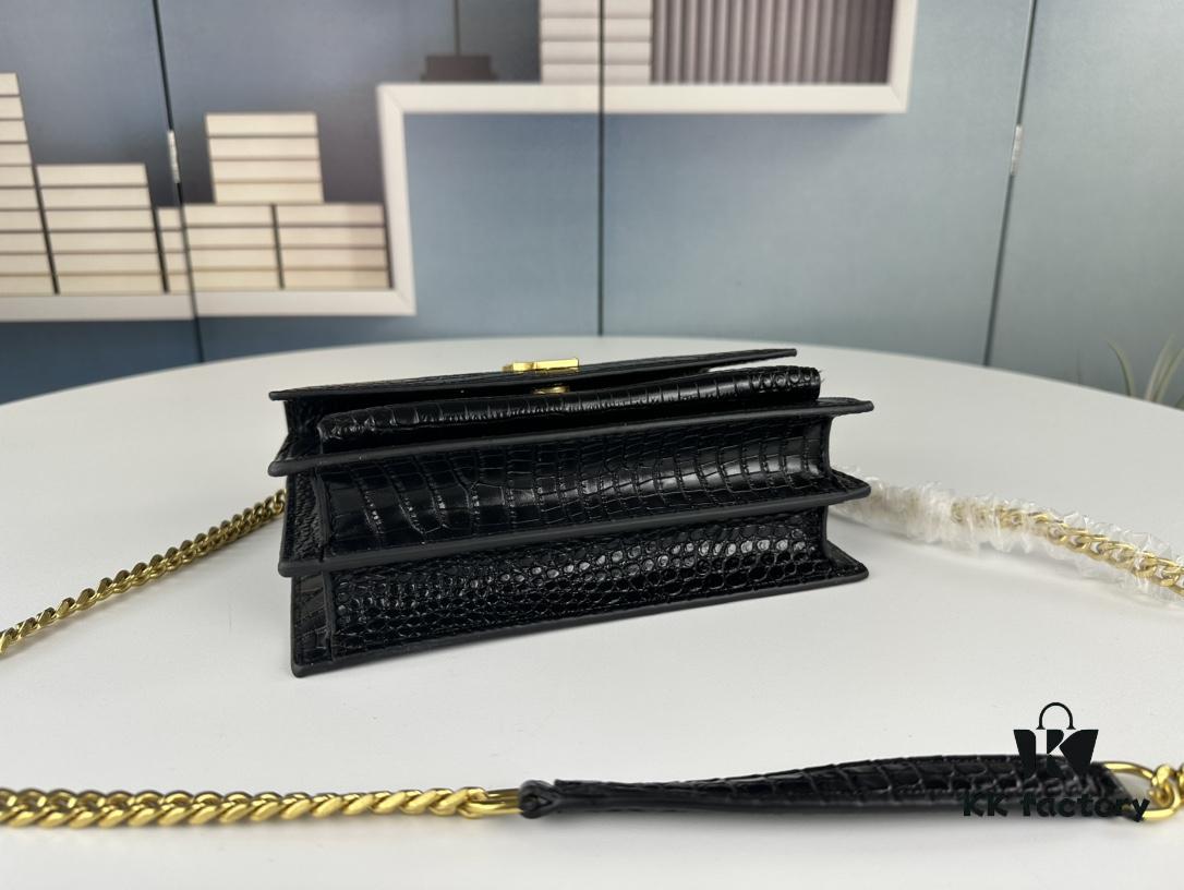 New YSL Sunset Bag with Box – Recommended Crocodile Embossed Design