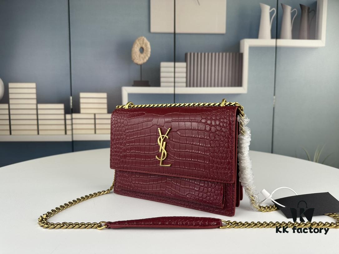 YSL Sunset Bag with Crocodile Embossed Texture