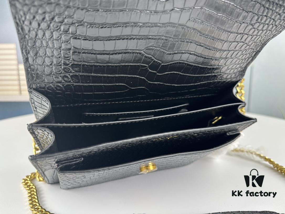 New YSL Sunset Bag with Box – Recommended Crocodile Embossed Design