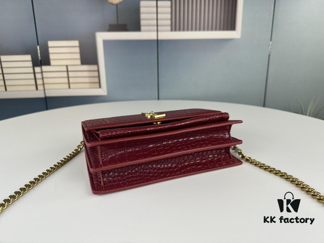 YSL Sunset Bag with Crocodile Embossed Texture