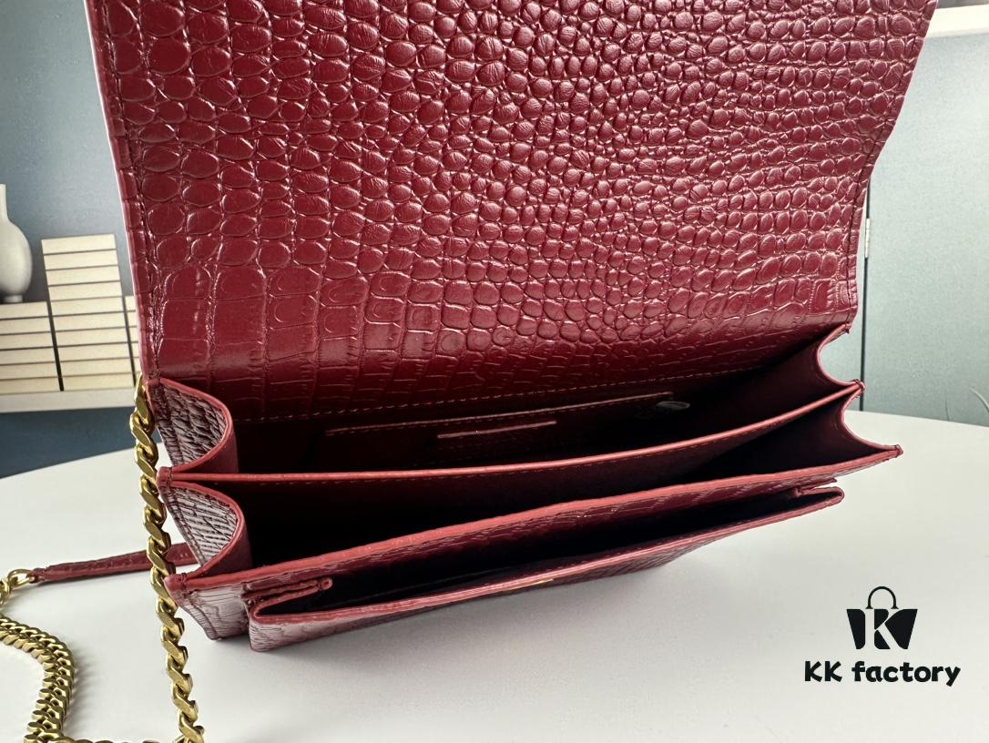 YSL Sunset Bag with Crocodile Embossed Texture