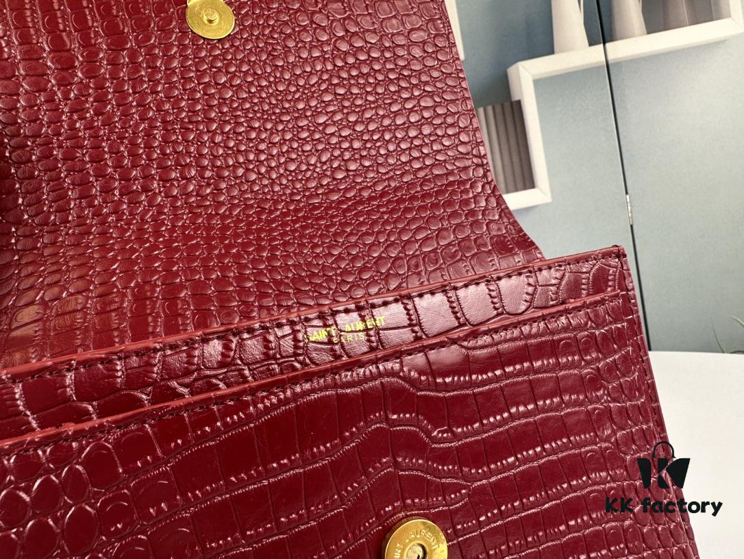 YSL Sunset Bag with Crocodile Embossed Texture