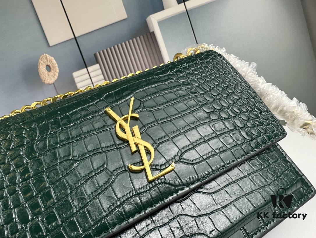 New YSL Sunset Bag with Box – Recommended Crocodile-Embossed Design
