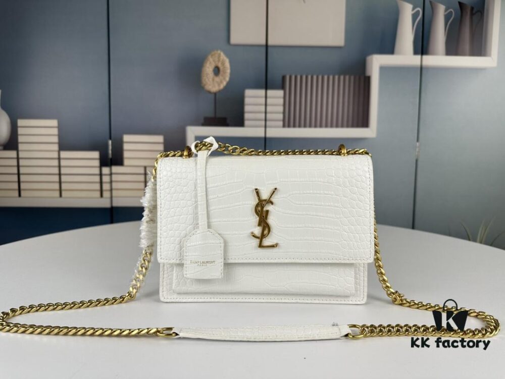 New YSL Sunset Bag with Box – Recommended Crocodile-Embossed Design