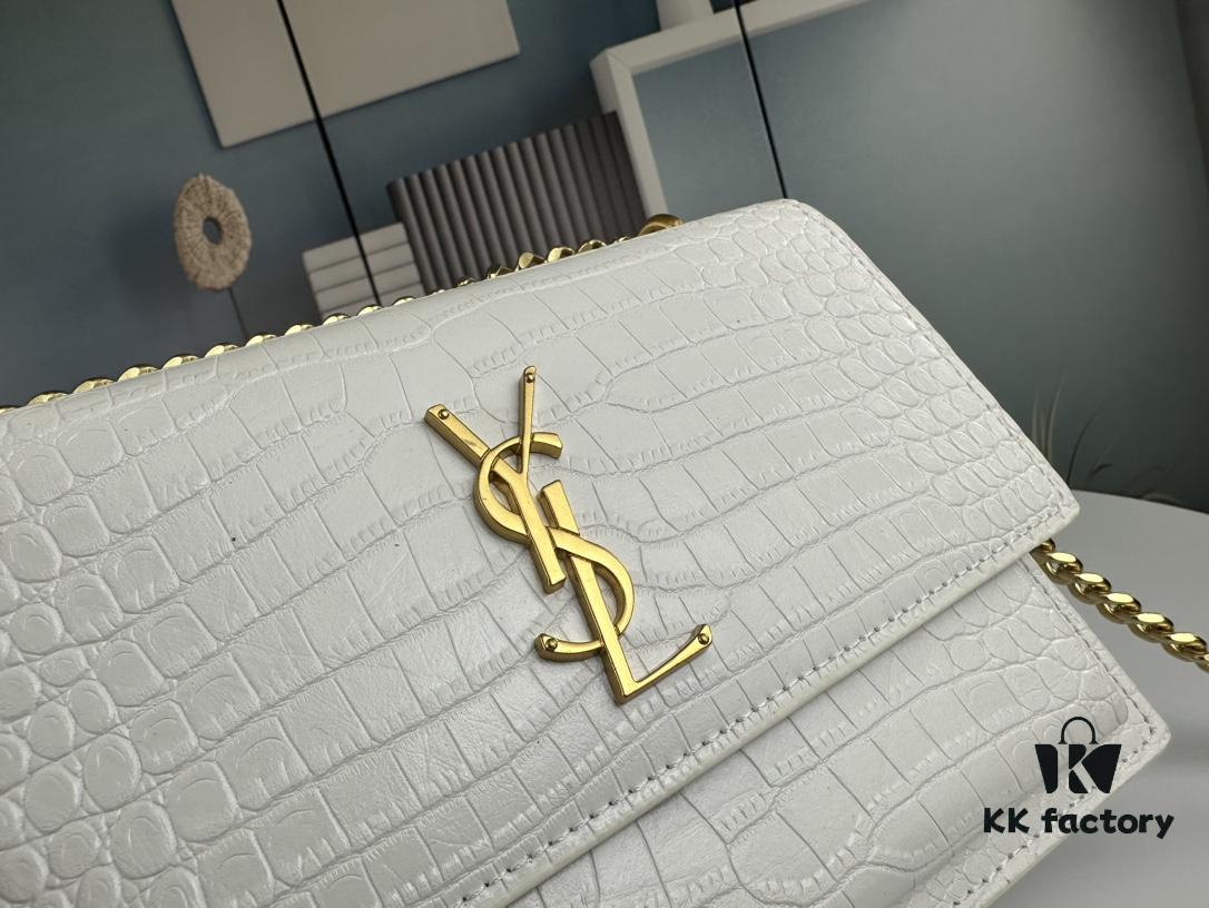 New YSL Sunset Bag with Box – Recommended Crocodile-Embossed Design
