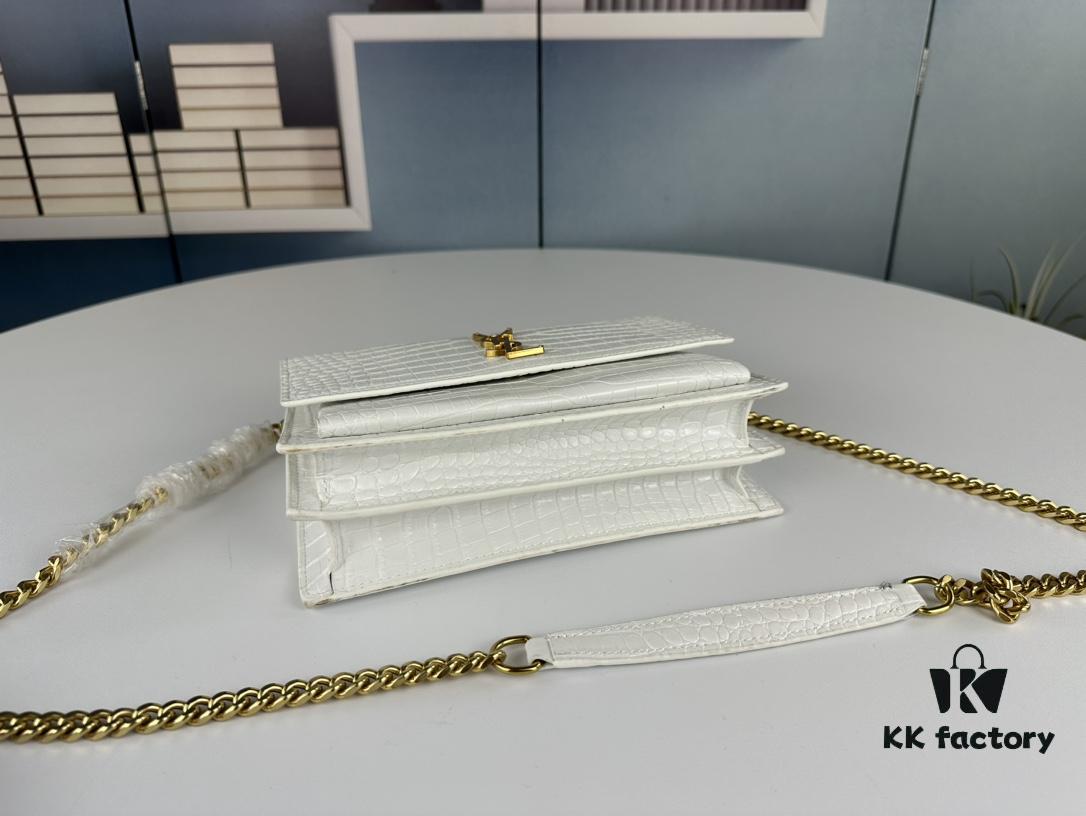 New YSL Sunset Bag with Box – Recommended Crocodile-Embossed Design