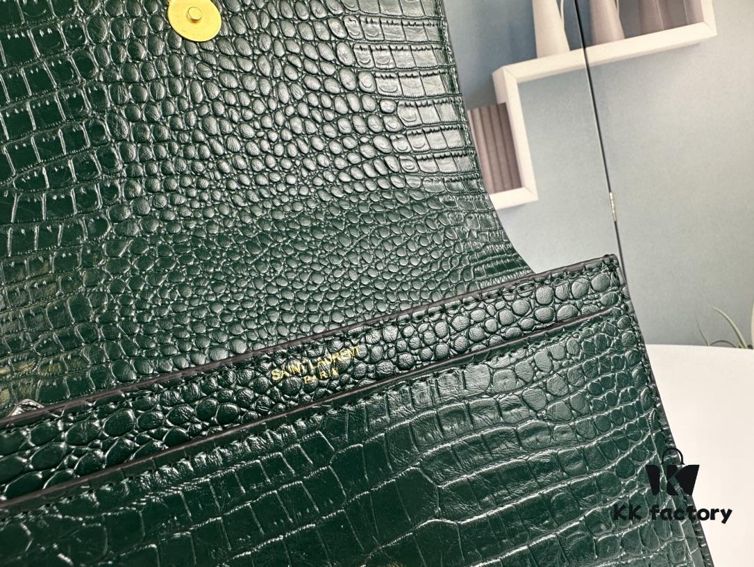 New YSL Sunset Bag with Box – Recommended Crocodile-Embossed Design