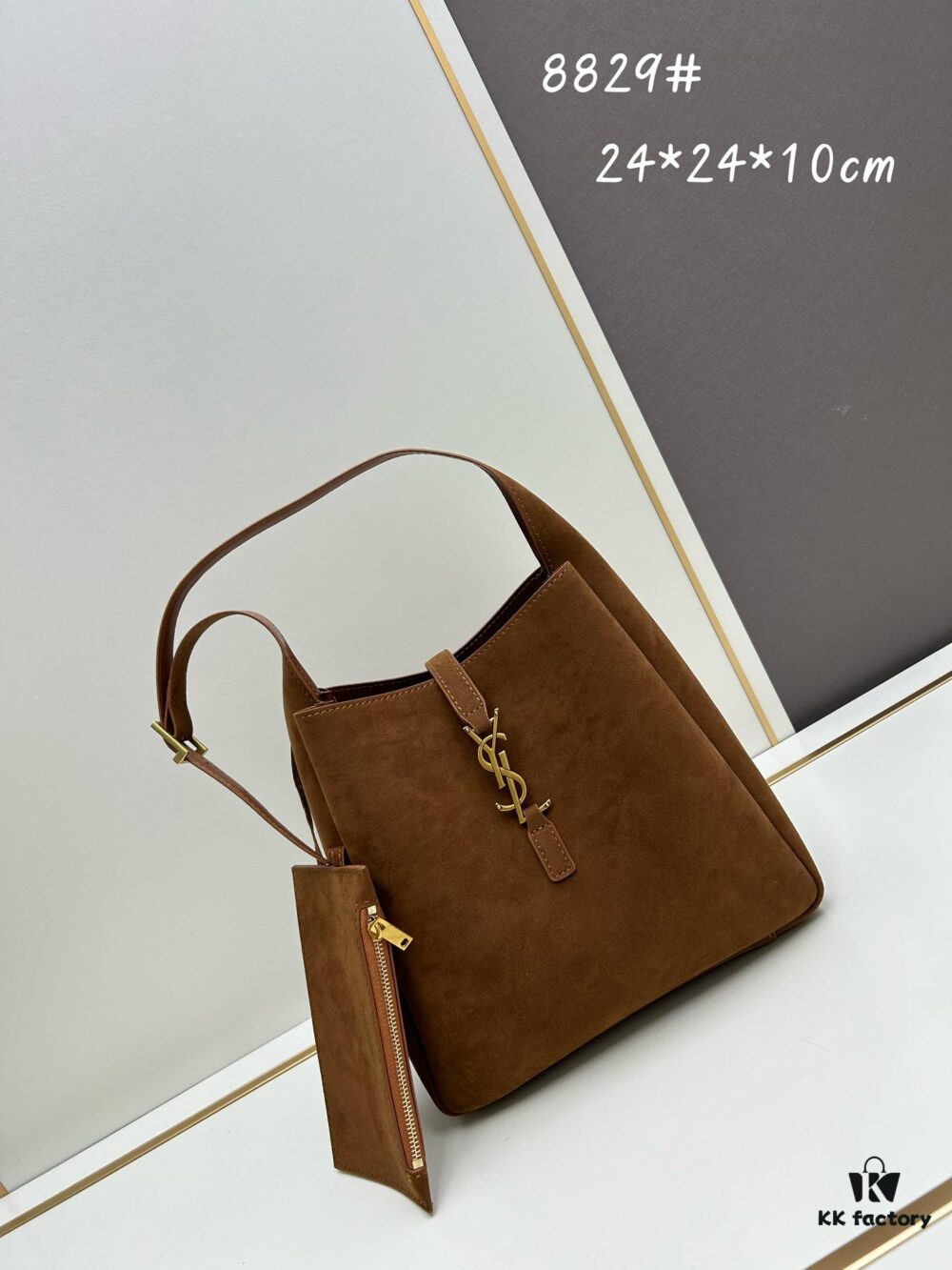Small New Model with Box – Exquisitely Beautiful Brown-Gold Suede Large Bag, Perfect for Autumn and Winter